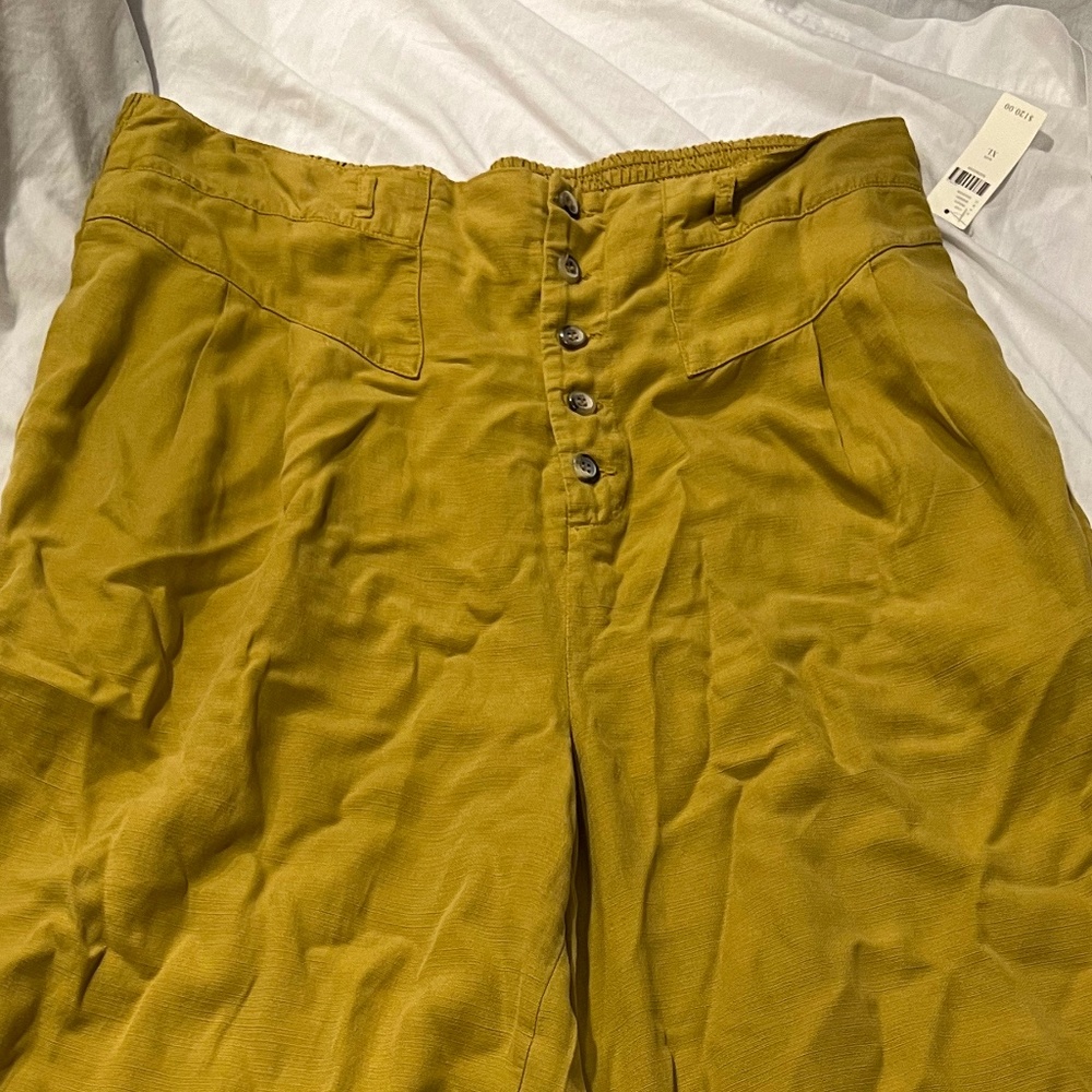 Anthropologie Wide Leg Pants in Mustard Yellow